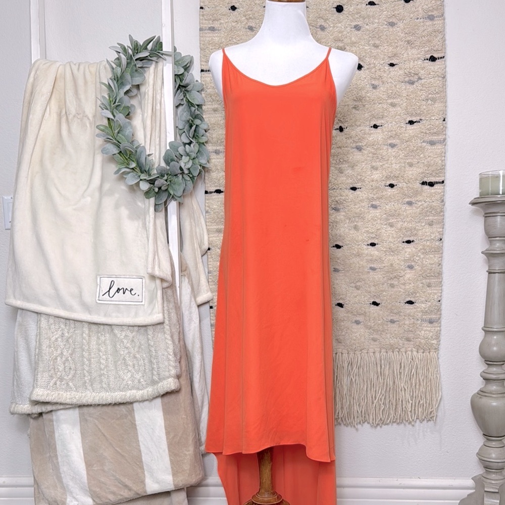BCBGMaxAzria Orange Rory Sleeveless Dress With High-Low Hem size xs